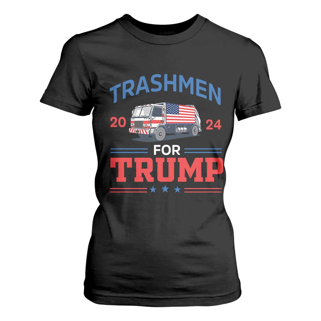 Trashmen For Trump 2024 T Shirt For Women US Election 2024 Garbage Truck Star TS11 Black Print Your Wear