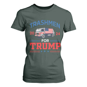 Trashmen For Trump 2024 T Shirt For Women US Election 2024 Garbage Truck Star TS11 Dark Forest Green Print Your Wear