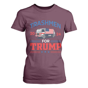 Trashmen For Trump 2024 T Shirt For Women US Election 2024 Garbage Truck Star TS11 Maroon Print Your Wear