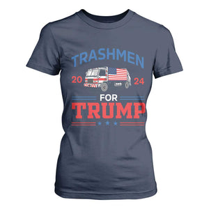 Trashmen For Trump 2024 T Shirt For Women US Election 2024 Garbage Truck Star TS11 Navy Print Your Wear