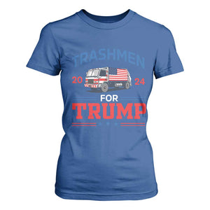 Trashmen For Trump 2024 T Shirt For Women US Election 2024 Garbage Truck Star TS11 Royal Blue Print Your Wear