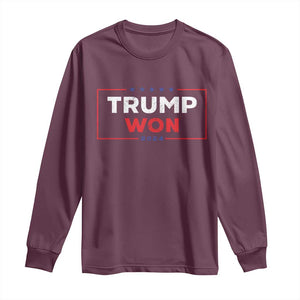 Trump Won 2024 Long Sleeve Shirt The 47th US President 2024 USA Election TS11 Maroon Print Your Wear