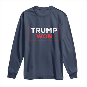 Trump Won 2024 Long Sleeve Shirt The 47th US President 2024 USA Election TS11 Navy Print Your Wear