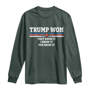 Trump Won 2024 Long Sleeve Shirt They I And You Know It The 47th US President 2024 TS11 Dark Forest Green Print Your Wear