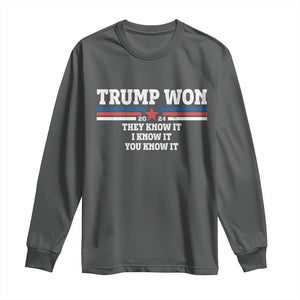 Trump Won 2024 Long Sleeve Shirt They I And You Know It The 47th US President 2024 TS11 Dark Heather Print Your Wear