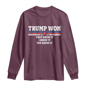 Trump Won 2024 Long Sleeve Shirt They I And You Know It The 47th US President 2024 TS11 Maroon Print Your Wear