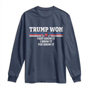 Trump Won 2024 Long Sleeve Shirt They I And You Know It The 47th US President 2024 TS11 Navy Print Your Wear