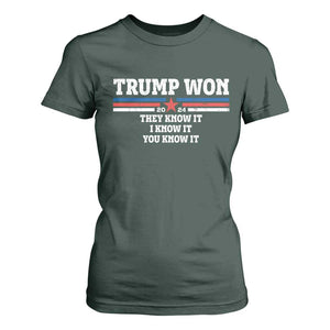 Trump Won 2024 T Shirt For Women They I And You Know It The 47th US President 2024 TS11 Dark Forest Green Print Your Wear