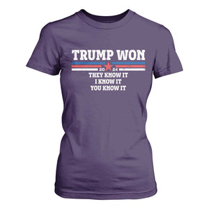 Trump Won 2024 T Shirt For Women They I And You Know It The 47th US President 2024 TS11 Purple Print Your Wear