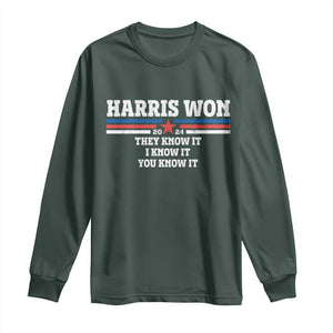 Harris Won 2024 Long Sleeve Shirt They I And You Know It US Election TS11 Dark Forest Green Print Your Wear