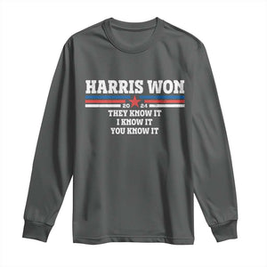 Harris Won 2024 Long Sleeve Shirt They I And You Know It US Election TS11 Dark Heather Print Your Wear