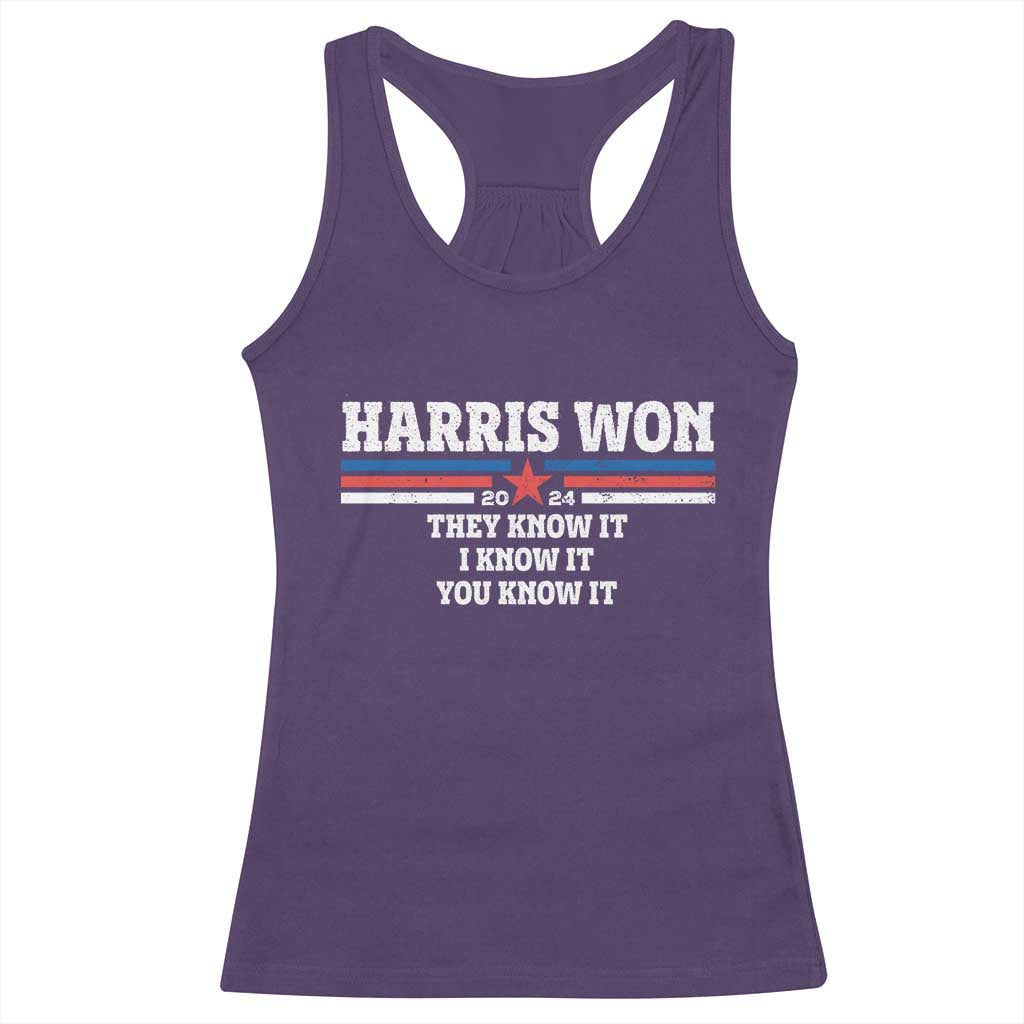 Harris Won 2024 Racerback Tank Top They I And You Know It US Election TS11 Purple Print Your Wear
