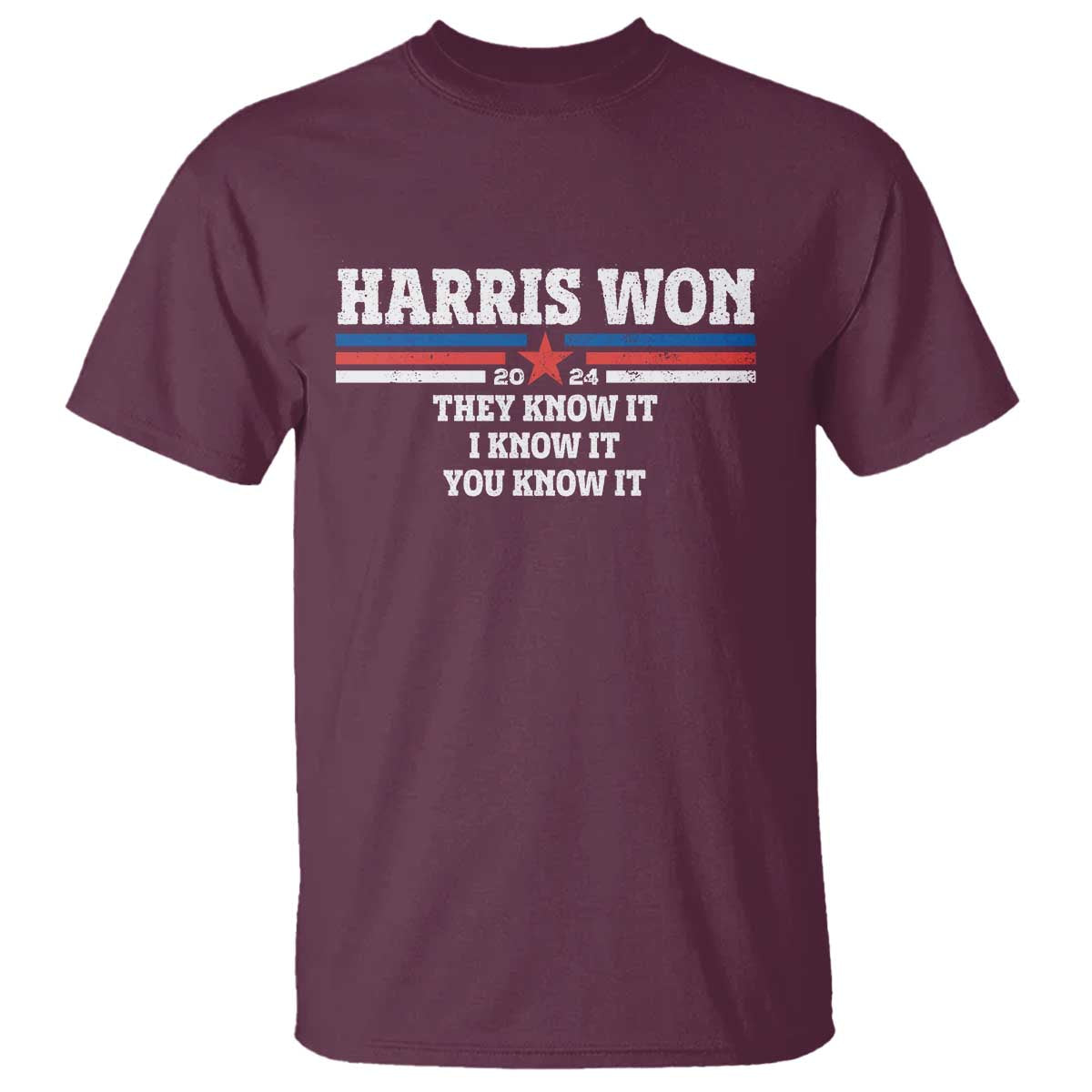 Harris Won 2024 T Shirt They I And You Know It US Election TS11 Maroon Print Your Wear