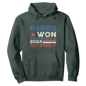 Harris Won 2024 Get Over It Hoodie Presidential Election TS11 Dark Forest Green Print Your Wear