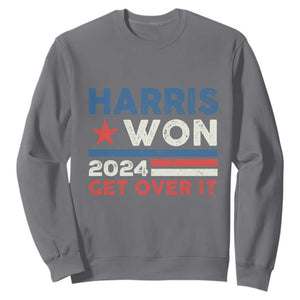 Harris Won 2024 Get Over It Sweatshirt Presidential Election TS11 Charcoal Print Your Wear