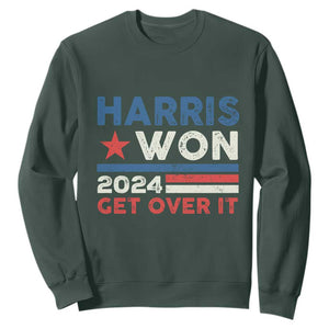 Harris Won 2024 Get Over It Sweatshirt Presidential Election TS11 Dark Forest Green Print Your Wear