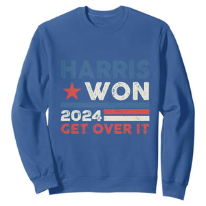 Harris Won 2024 Get Over It Sweatshirt Presidential Election TS11 Royal Blue Print Your Wear