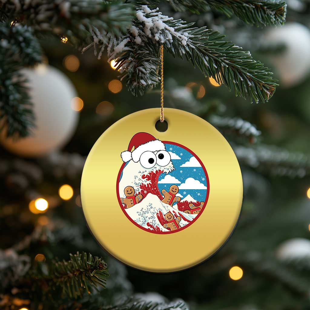 Funny Christmas Christmas Ornament Santa Tsunami Is Eating Ginger Bread Xmas TS11 Print Your Wear