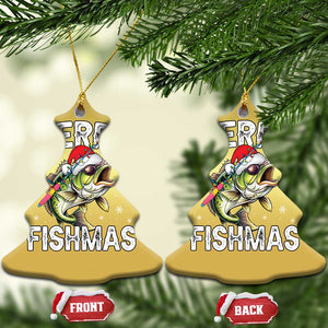 Funny Xmas Fishing Christmas Ornament Merry Fishmas Bass Fish Rod TS11 Christmas Tree Gold Print Your Wear