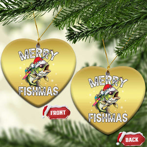 Funny Xmas Fishing Christmas Ornament Merry Fishmas Bass Fish Rod TS11 Heart Gold Print Your Wear