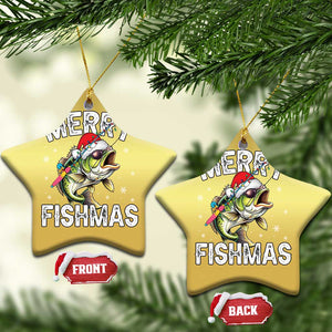 Funny Xmas Fishing Christmas Ornament Merry Fishmas Bass Fish Rod TS11 Star Gold Print Your Wear