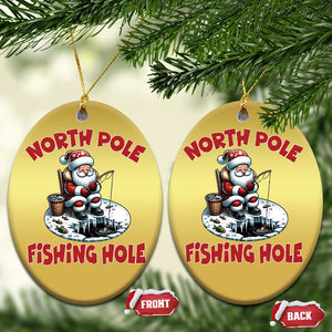 Funny Xmas Fishing Christmas Ornament North Pole Fishing Hole Cute Santa TS11 Oval Gold Print Your Wear