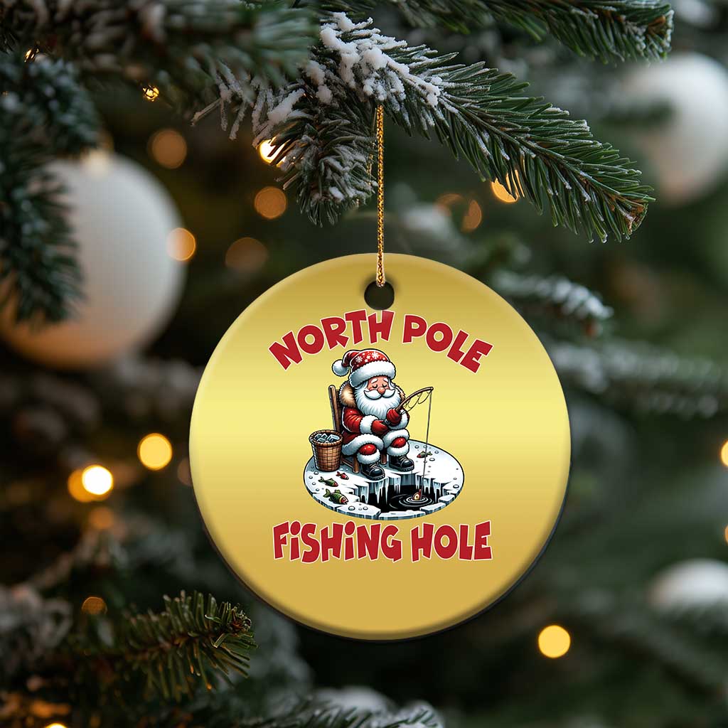 Funny Xmas Fishing Christmas Ornament North Pole Fishing Hole Cute Santa TS11 Print Your Wear