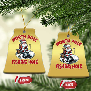 Funny Xmas Fishing Christmas Ornament North Pole Fishing Hole Cute Santa TS11 Bell Flake Gold Print Your Wear