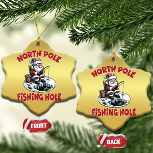 Funny Xmas Fishing Christmas Ornament North Pole Fishing Hole Cute Santa TS11 Snow Flake Gold Print Your Wear