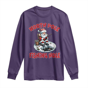 Funny Christmas Fishing Long Sleeve Shirt North Pole Fishing Hole Cute Santa TS11 Purple Print Your Wear