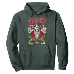 Christmas Heavy Metal Hoodie Sleigher Skeleton Santa Xmas Wreath TS11 Dark Forest Green Print Your Wear