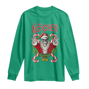 Christmas Heavy Metal Long Sleeve Shirt Sleigher Skeleton Santa Xmas Wreath TS11 Irish Green Print Your Wear