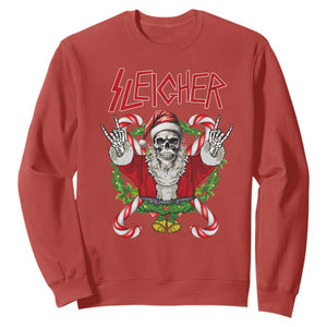 Christmas Heavy Metal Sweatshirt Sleigher Skeleton Santa Xmas Wreath TS11 Red Print Your Wear