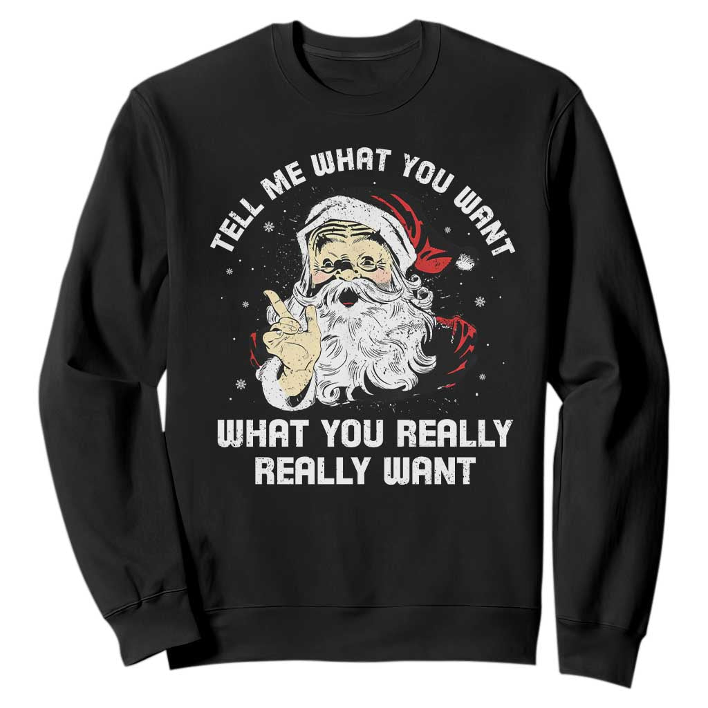 Funny Christmas Santa Sweatshirt Tell Me What You Want What You Really Really Want TS11 Black Print Your Wear