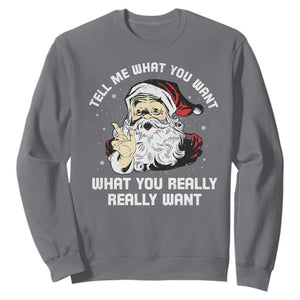 Funny Christmas Santa Sweatshirt Tell Me What You Want What You Really Really Want TS11 Charcoal Print Your Wear