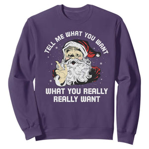 Funny Christmas Santa Sweatshirt Tell Me What You Want What You Really Really Want TS11 Purple Print Your Wear