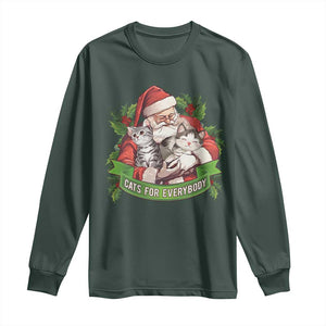 Christmas Cats Owner Long Sleeve Shirt Cats For Everybody Vintage Santa Mistletoe TS11 Dark Forest Green Print Your Wear