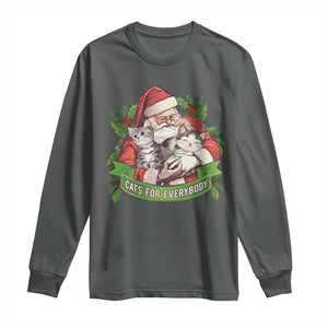 Christmas Cats Owner Long Sleeve Shirt Cats For Everybody Vintage Santa Mistletoe TS11 Dark Heather Print Your Wear