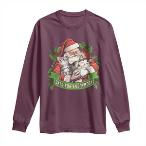 Christmas Cats Owner Long Sleeve Shirt Cats For Everybody Vintage Santa Mistletoe TS11 Maroon Print Your Wear