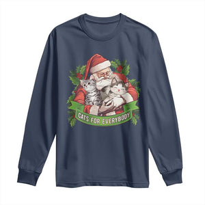 Christmas Cats Owner Long Sleeve Shirt Cats For Everybody Vintage Santa Mistletoe TS11 Navy Print Your Wear