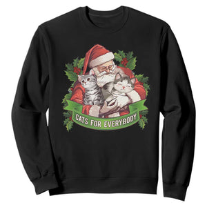 Christmas Cats Owner Sweatshirt Cats For Everybody Vintage Santa Mistletoe TS11 Black Print Your Wear