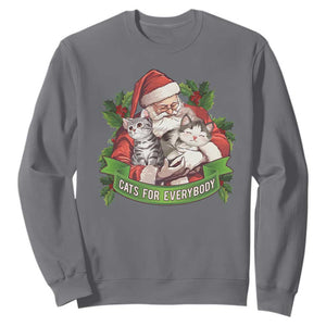 Christmas Cats Owner Sweatshirt Cats For Everybody Vintage Santa Mistletoe TS11 Charcoal Print Your Wear