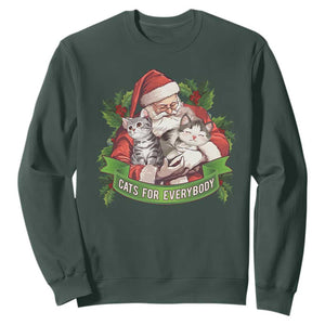 Christmas Cats Owner Sweatshirt Cats For Everybody Vintage Santa Mistletoe TS11 Dark Forest Green Print Your Wear