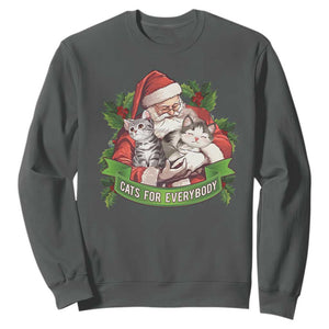 Christmas Cats Owner Sweatshirt Cats For Everybody Vintage Santa Mistletoe TS11 Dark Heather Print Your Wear