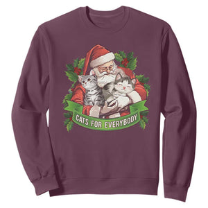 Christmas Cats Owner Sweatshirt Cats For Everybody Vintage Santa Mistletoe TS11 Maroon Print Your Wear