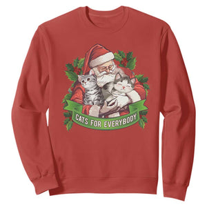 Christmas Cats Owner Sweatshirt Cats For Everybody Vintage Santa Mistletoe TS11 Red Print Your Wear