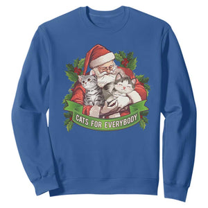 Christmas Cats Owner Sweatshirt Cats For Everybody Vintage Santa Mistletoe TS11 Royal Blue Print Your Wear