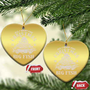 Funny Xmas Fishing Christmas Ornament All I Want For Christmas Is A Big Fish Santa TS11 Heart Gold Print Your Wear