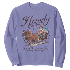 Western Christmas Sweatshirt Howdy Christmas Blaze The Trail To Joy Cowboy Santa TS11 Violet Print Your Wear