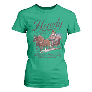 Western Christmas T Shirt For Women Howdy Christmas Blaze The Trail To Joy Cowboy Santa TS11 Irish Green Print Your Wear